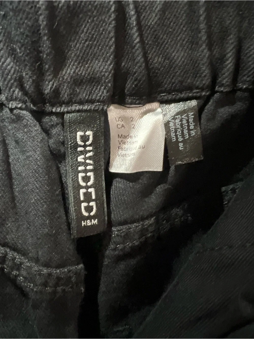 H&M Black Paperbag Waist Denim Skirt